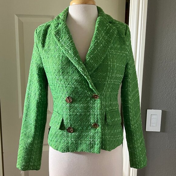 SHEIN Green Tweed Blazer Size Small - Picture 1 of 6